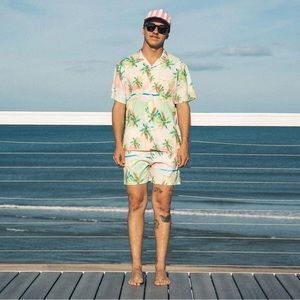 🏖️ DUVIN PASTEL PALMY CABANA SET ( SHIRT AND SHORTS) 🏝️ Sz M